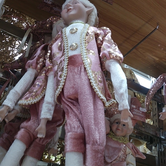 Pink and Gold Christmas Decorations Elf On A Ball - Picture 6 of 16